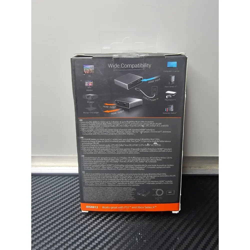 j5create HDMI 2.1 8K Splitter 1 In and 2 Out - Black